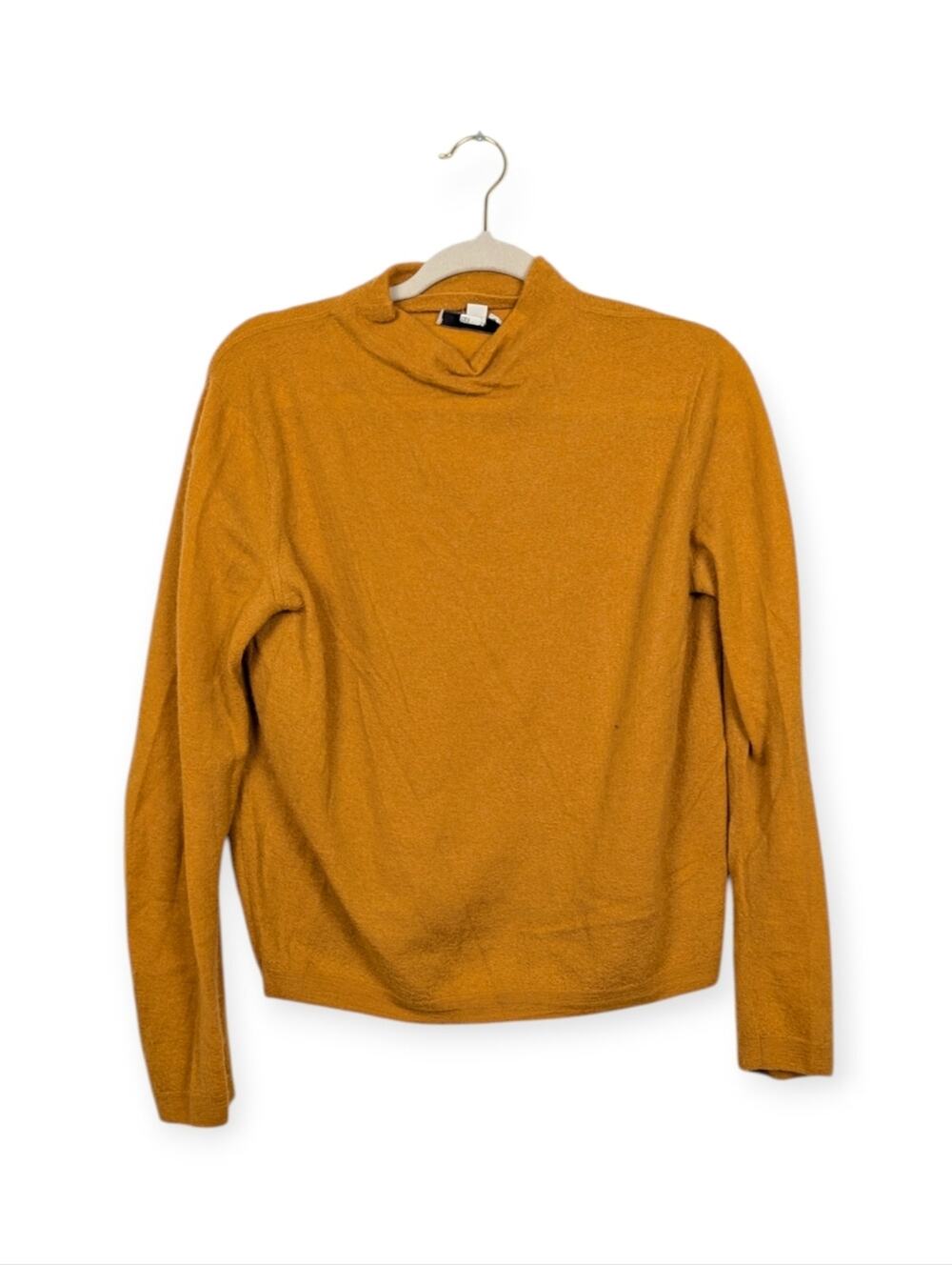 Vince Boiled Cashmere Sweater S Gold Sap Mock Neck Long Sleeve Luxury Knit
